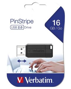 VERBATIM CHIAVETTA USB 16GB 2.0 PIN-STRIPE BLACK
