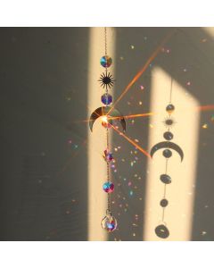 Crystal Wind Chime Moon Sun Catcher diamante prismi pendente Dream Catcher arcobaleno Chaser appeso goccia Home Garden Decor Windchime