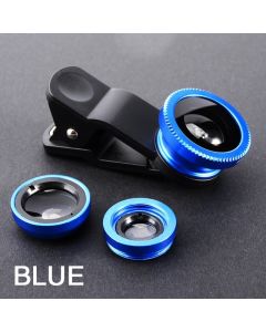 Microcamera grandangolare Fisheye 3in1 per iPhone Xiaomi Redmi 3IN1 Zoom Fish Eye Len su obiettivi per Smartphone con Clip per telefono