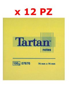 3M - Confezione 12 blocchetti TARTAN da 100 foglietti ognuno - misura foglietto 76x76mm