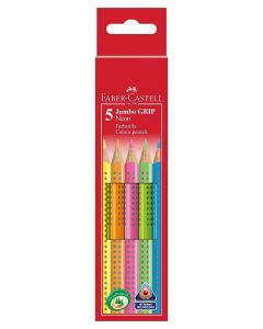 FABER-CASTELL - Astuccio 5 matite colorate con grip colori neon per scrittura ed evidenziazione - mina da 3,8mm