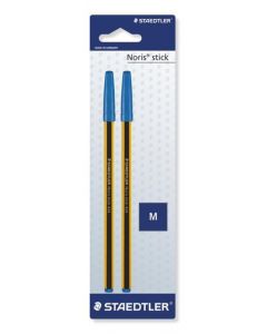 BLISTER Noris stick, 2 penne a sfera blu blist. con lungo puntale in ottone, fusto esagonale; colore blu