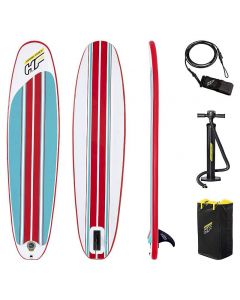 BEST WAY - Tavola Surf 2,43m x 57cm x 7cm, Max 90 Kg Include: Pompa Alta Pressione, Elastico Sicurezza, Zaino Per Trasporto, pinna centrale e kit di riparazione