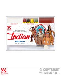 WIDMANN - SET TRUCCO INDIANO (4 matite trucco, makeup bianco e rosso indiano in vaschetta, applicatore)