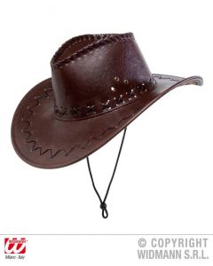 CAPPELLO COWBOY MARRONE CON CUCITURE similpelle
