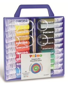 22 colori a tempera tubetti alluminio da 12ml in valigetta di plastica con coperchio tavolozza