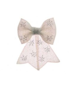 KAEMINGK - in plastica bow w glitter w hanger w neveflake print