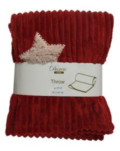 KAEMINGK - Throw polyester flannel rib sherpa star embroidery red