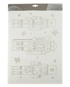 KAEMINGK - Sticker pvc glitter & snowflake nutcracker white