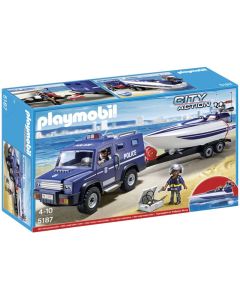 PLAYMOBIL - Police Truck with Speedboat