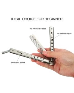 Pettine pieghevole in acciaio inossidabile pratica allenamento coltello a farfalla pettine barba baffi Brushe Salon parrucchiere strumento per lo Styling