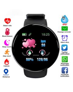 D18 - Smartwatch Sportivo | Uomo e Donna | Android IOS | Colori: Nero, Verde, Rosso, Blu e Viola