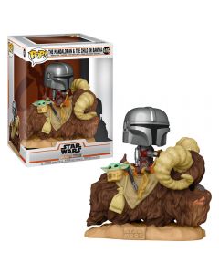 FUNKO - figura POP Star Wars The Mandalorian Mando su Bantha con bambino in borsa