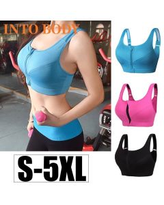 Reggiseno sportivo da donna raccolto senza anello in acciaio Yoga gilet da corsa Fitness cerniera anteriore intimo Sexy antiurto Plus Size